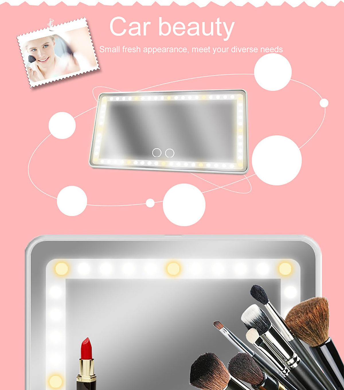 Universal Car Sun Visor Mirror LED Makeup Mirror Touch Makeup Mirror - view 5