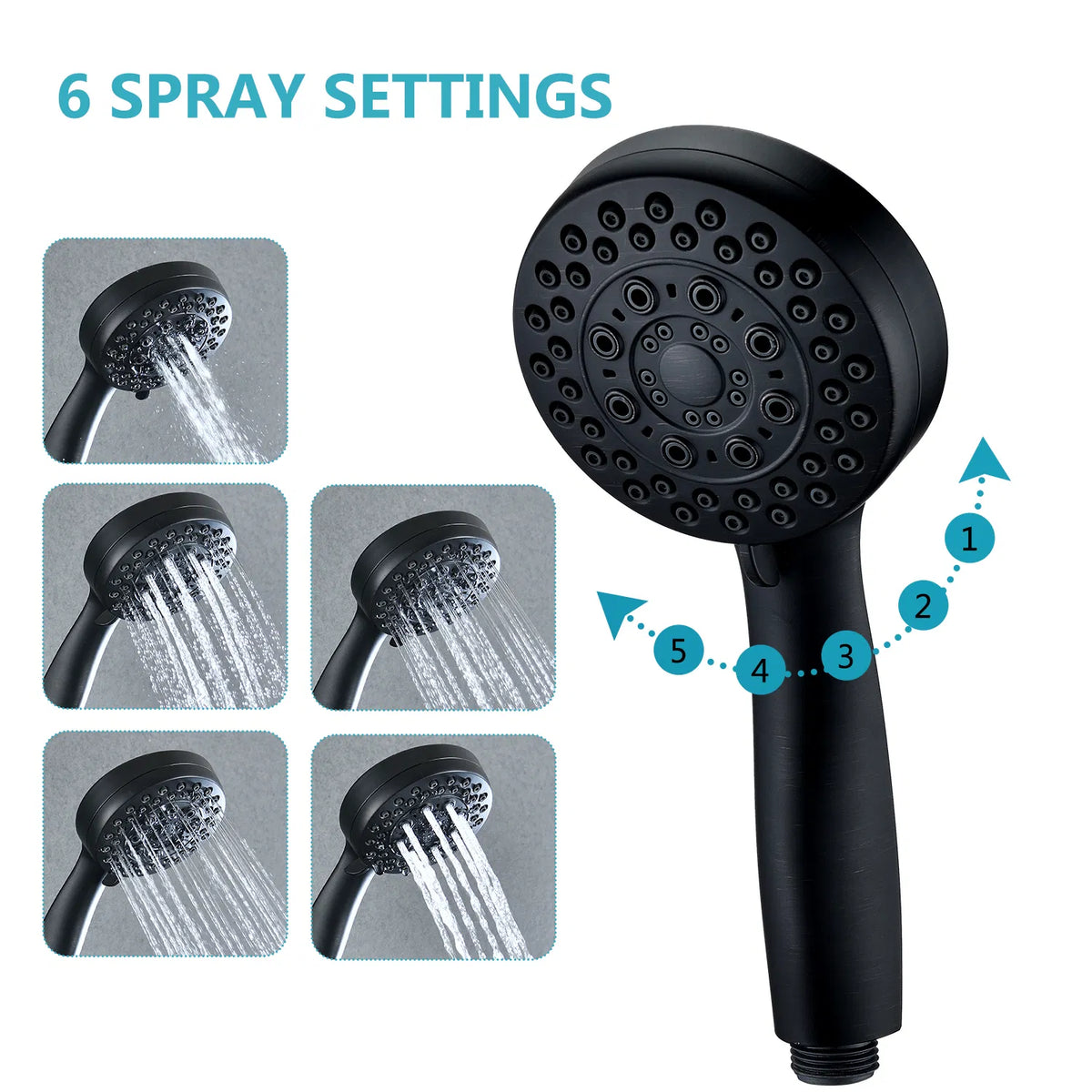 Handheld Shower Head with Hose High Pressure Shower Heads, Oil Rubbed Bronze - view 4
