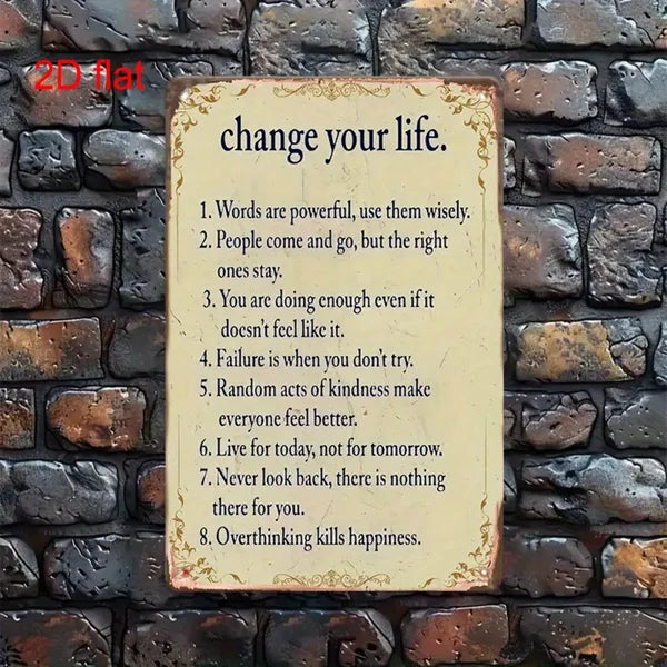 Vintage Metal Sign Retro Iron Wall Art Inspirational Quote Rustic Wall Decor For Home Porch Garage Cafe Garden Ideal - view 3