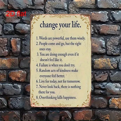 Vintage Metal Sign Retro Iron Wall Art Inspirational Quote Rustic Wall Decor For Home Porch Garage Cafe Garden Ideal - view 3