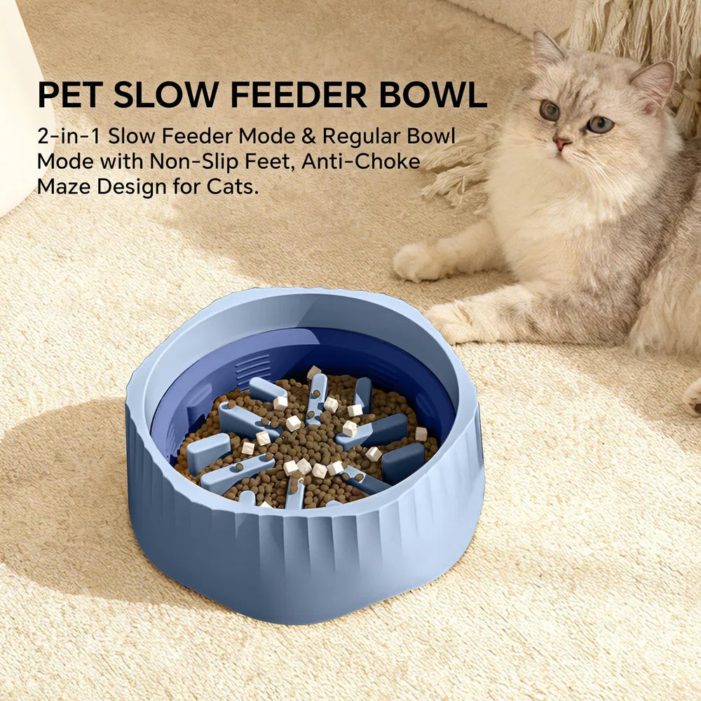 Blue Dual-purpose Slow Food Bowl, Fast&slow Food Can Be Freely Switched To Adapt To Different Pet Eating Habits - view 5