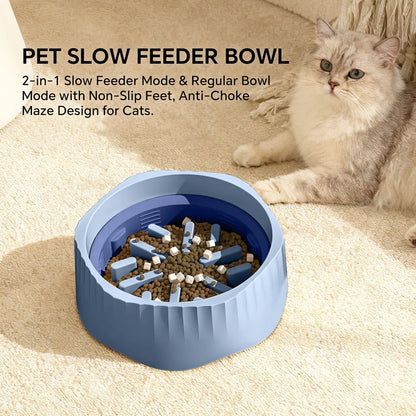 Blue Dual-purpose Slow Food Bowl, Fast&slow Food Can Be Freely Switched To Adapt To Different Pet Eating Habits - view 5