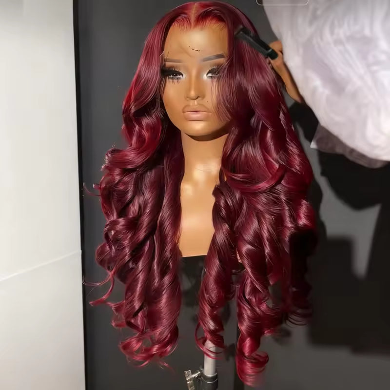 13x6 Human Hair Lace Wig, High-Definition Burgundy Lace Wig, Human Hair With Aligned Cuticle Layer, Indian Hair Wig - view 5