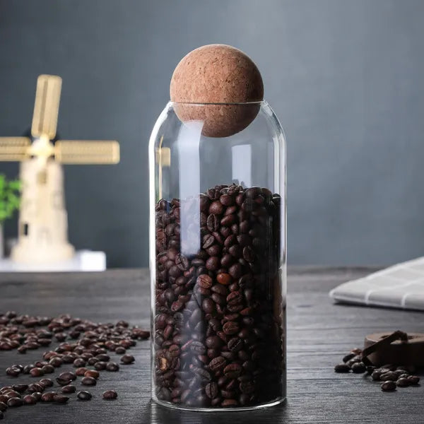 1 SET Storage Ball Jar, Glass Tea Jar, Minimalist Cork Jar, Sealed Candy Jar, Storage Jar, Coffee Jar - view 2