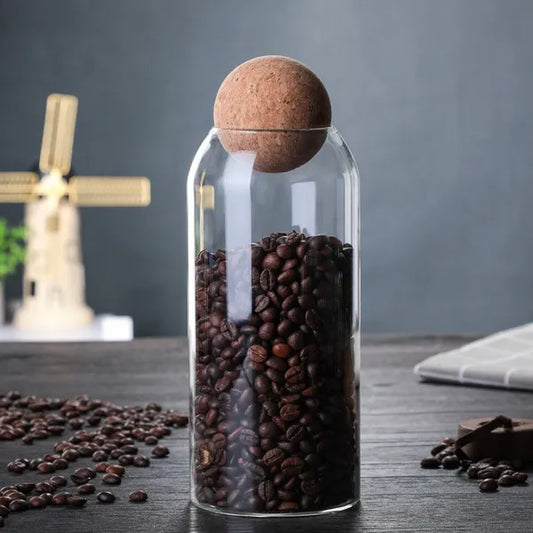 1 SET Storage Ball Jar, Glass Tea Jar, Minimalist Cork Jar, Sealed Candy Jar, Storage Jar, Coffee Jar - view 2