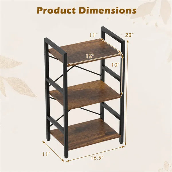 4-Tier Industrial Bookshelf (Rustic Brown+Black), Heavy-Duty Metal Frame & X-Shaped Braces - view 2