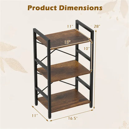 4-Tier Industrial Bookshelf (Rustic Brown+Black), Heavy-Duty Metal Frame & X-Shaped Braces - view 2