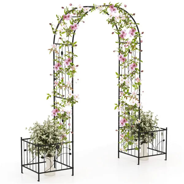 Multifunctional Outdoor Trellis - Climbing Vines Support+Flower/Vegetable Planters, 80" x20" x86" - view 5