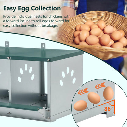 3 Room Metal Chicken Nesting Boxes 3 Compartment Egg Coop - view 5