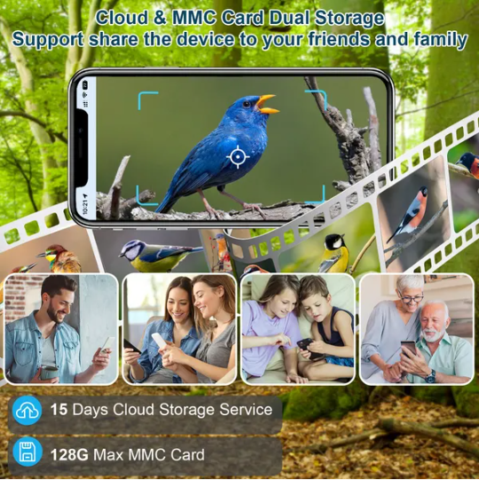 Smart Bird Feeder With Solar Powered Camera 1080P HD AI Identify PIR Motion Auto Capture Video Cloud Card Storage WiFi - view 6