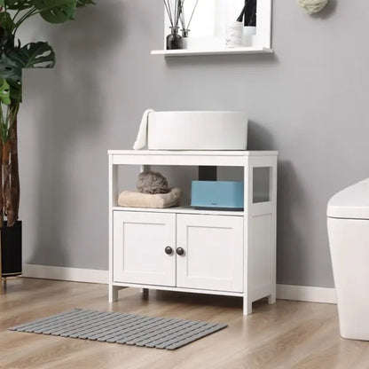Sink Storage Cabinet, Under Sink Cabinet with Double Doors, Bathroom Vanity Cabinet with Shelves, White-AS - view 4