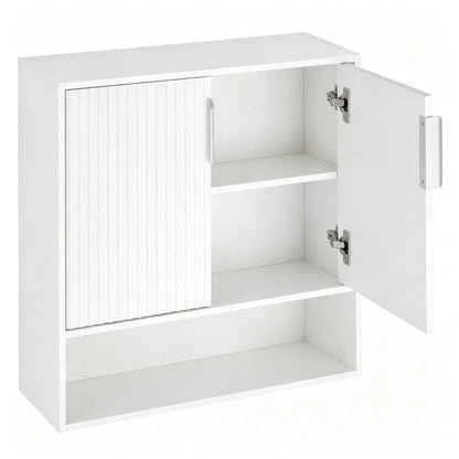 Wall Mounted Bathroom Cabinet, Modern Fluted Panel Storage Cabinet with Adjustable Shelf - view 6