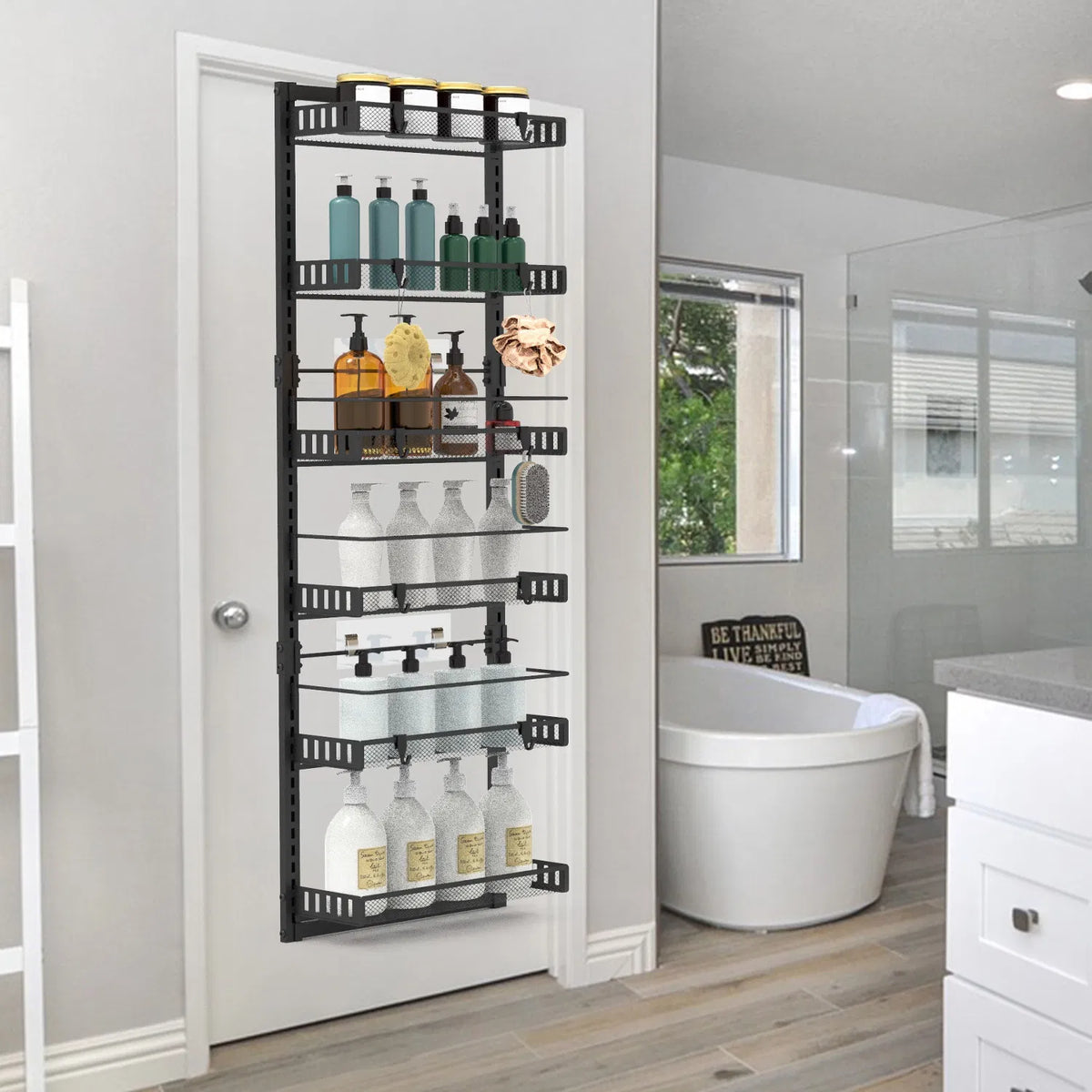 10LBS Loading 6-Tier Over The Door Pantry Organizer, Large Metal Door Spice Rack - view 2