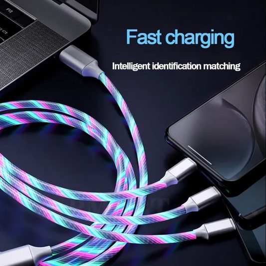 3 In 1 LED Fast Charging Cable Adapter For Micro USB Type C Charger Cord - view 2