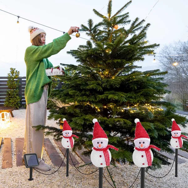 1Pc Solar Powered Lamp 3 Snowmen Outdoor Decorative Christmas Lamp Garden Stake Light IP55 Waterproof Santa Landscape - view 10