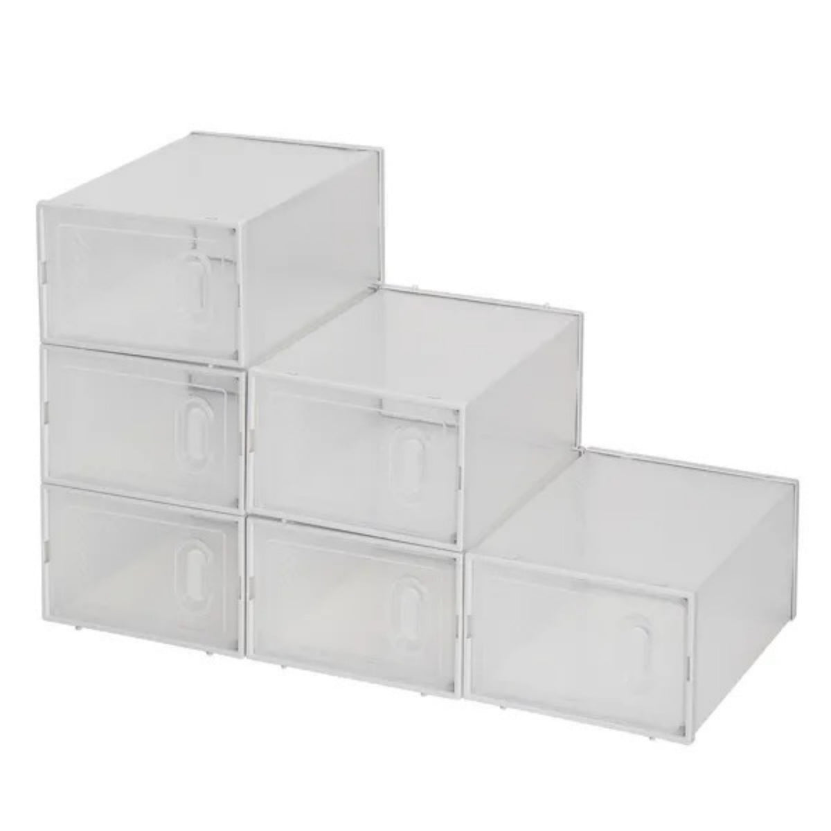 Shoe Storage Boxes 6 Pack Clear Plastic Stackable White - view 2