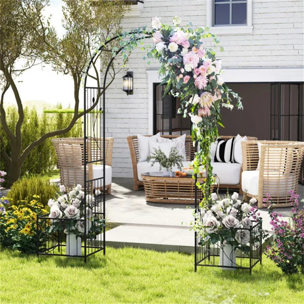 Multifunctional Outdoor Trellis - Climbing Vines Support+Flower/Vegetable Planters, 80" x20" x86"