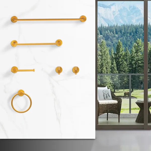 Bathroom Hardware Set; Thicken Space Aluminum 6 PCS Towel bar Set- Brushed Gold 24 Inches Wall Mounted - view 5