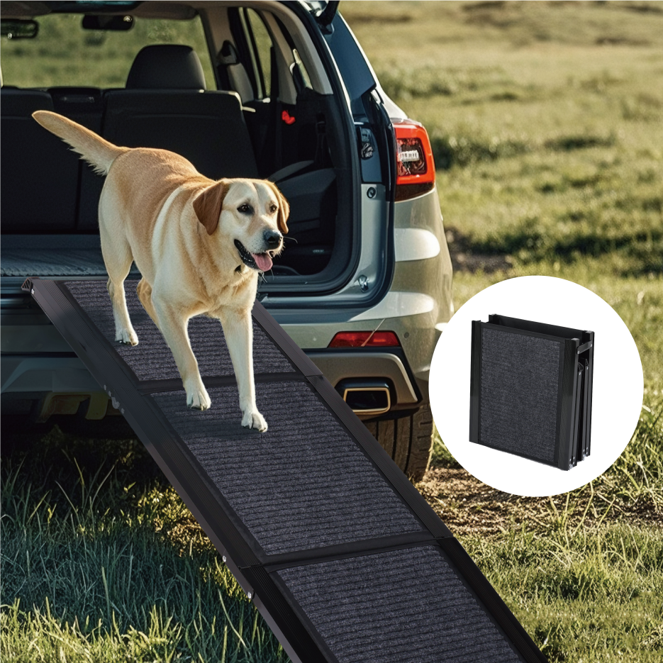 Dog Ramp For Car 65inchX17.2inch Large Folding Pet Stair Ramps For Truck, SUV, With Non-Slip Surface, Up To 250LBS