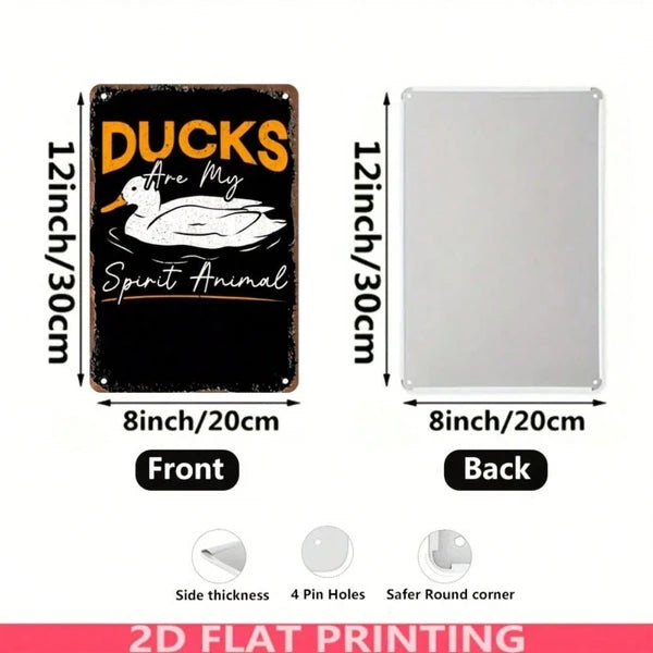 Vintage Ducks Are My Spirit Animal Metal Tin Sign 8x12 Inch Rustic Farmhouse Wall Decor For Kitchen Bathroom Office - view 2