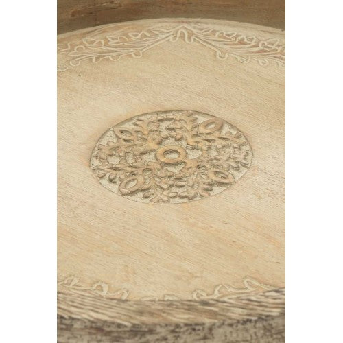 Round Mango Wood Serving Tray Rustic Brown Design For Stylish Entertaining - view 4