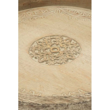 Round Mango Wood Serving Tray Rustic Brown Design For Stylish Entertaining - view 4