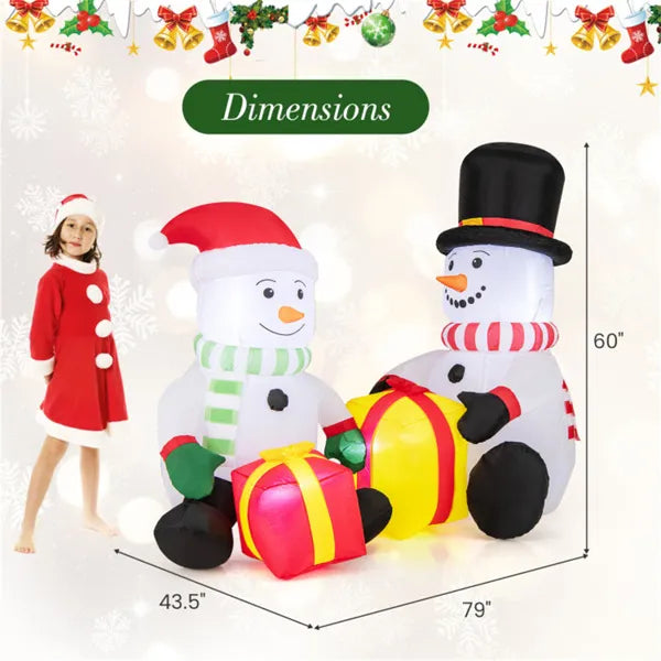 5 Feet Snowman Christmas Inflatables With Gift Boxes - view 4