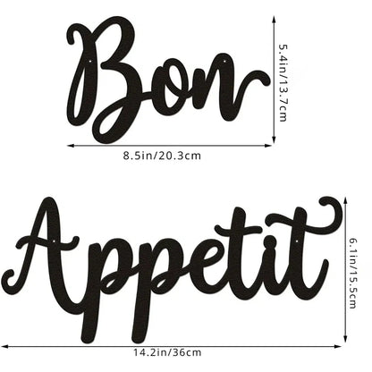 2pc Bon Appetit Wall Décor Bon Appetit Metal Wall Sign Farmhouse Kitchen Wall Art Living Room Bedroom Study Porch Decor - view 3