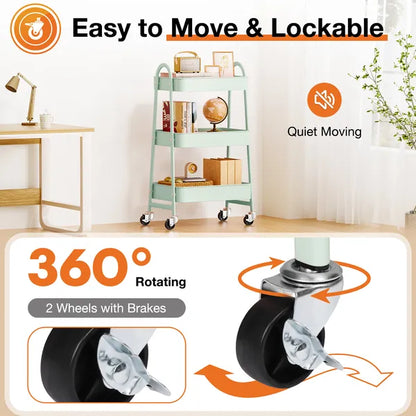 3-4-layer Practical Mobile Trolley, Metal Movable Storage Rack, With Lockable Casters - view 9