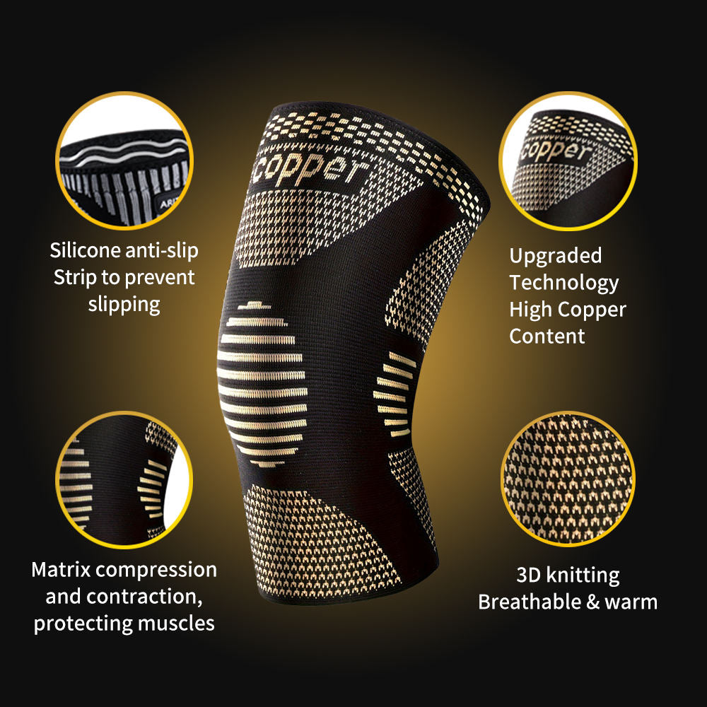 1 Pair Copper Knee Pads Ultimate Shock-Absorbing Gear For Men & Women Superior Knee Support For Sports Yoga Fitness - view 3