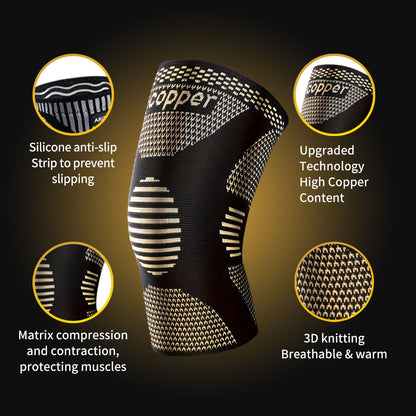 1 Pair Copper Knee Pads Ultimate Shock-Absorbing Gear For Men & Women Superior Knee Support For Sports Yoga Fitness - view 3