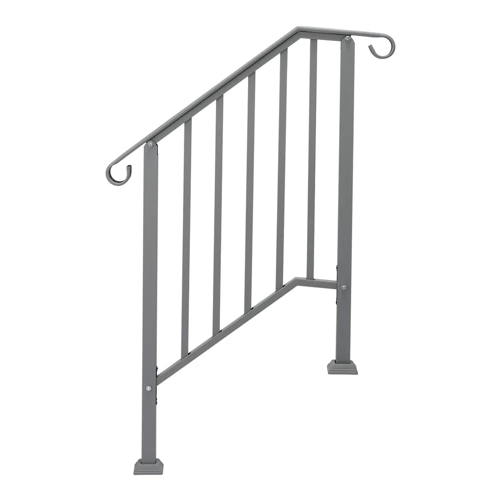 Silver Outdoor 2-Step Iron Handrail - view 2