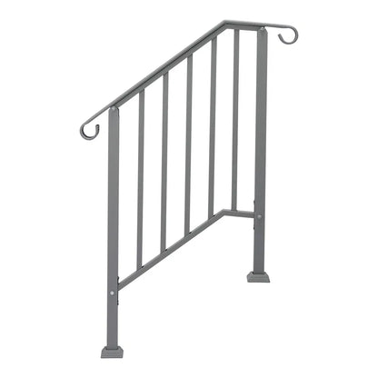 Silver Outdoor 2-Step Iron Handrail - view 2