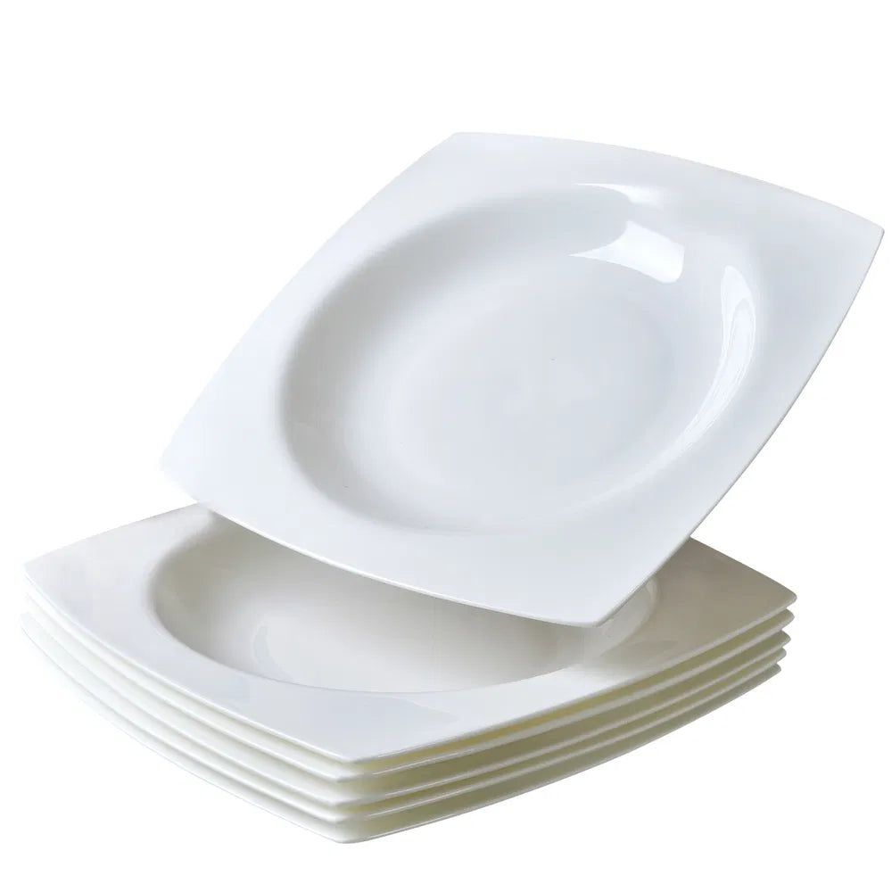 Salad Kitchen Plate Set For 6,Square Plate Sets For Elegant Dining,Microwave Safe White Plates Ceramic Tableware Set - view 5