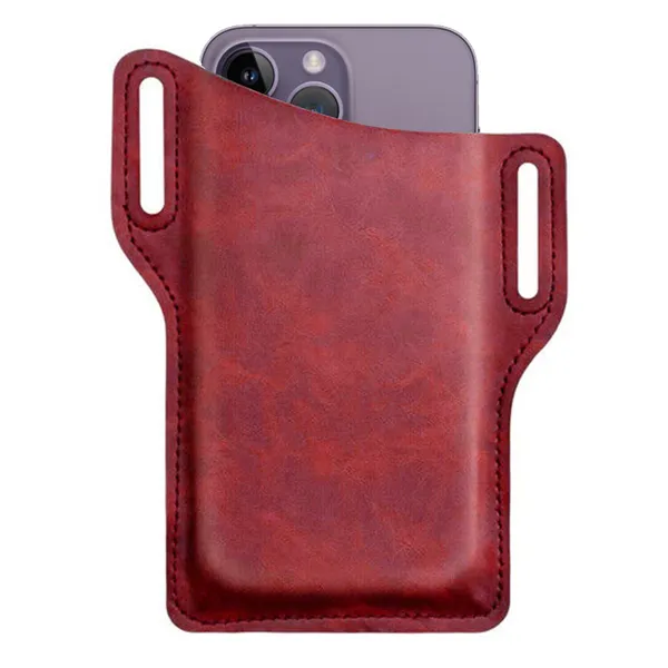 Men Cell Phone Belt Pack Bag Loop Waist Holster Pouch Case Leather Wallet Cover - view 6