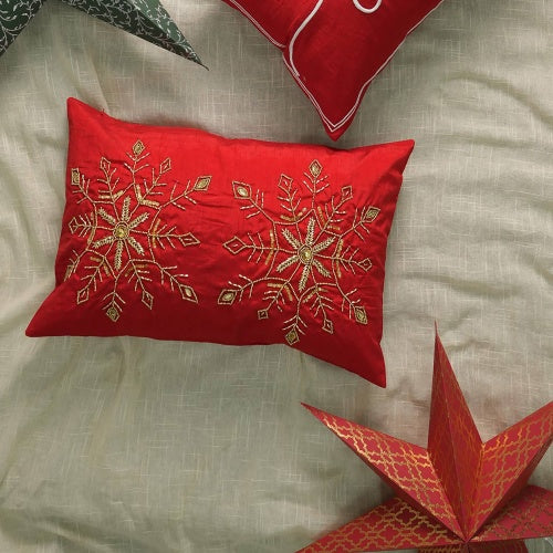 Polyester Lumber Pillow With Bead Work Soft & Stylish Accent