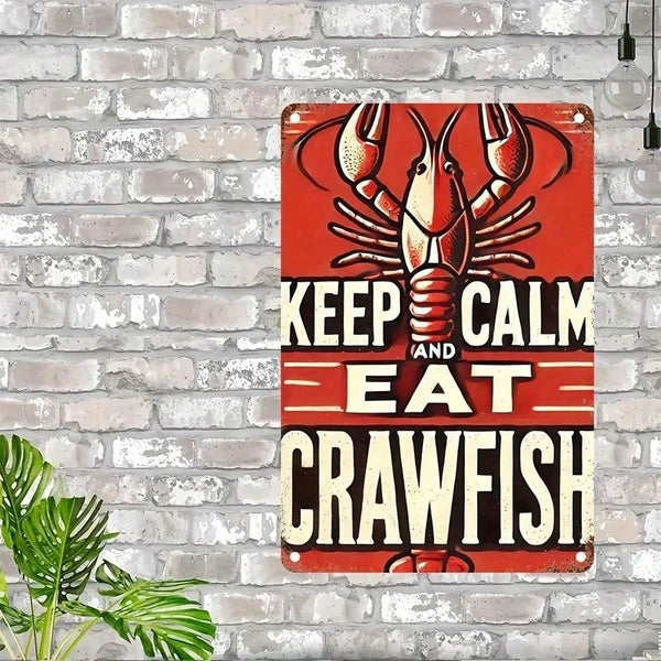 1pc Keep Calm Eat Crab Iron Wall Art 8x12 Inch, Funny Vintage Metal Plaque Sign - view 4