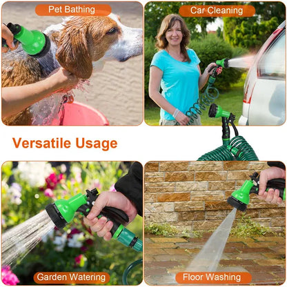 EVA Recoil Garden Hose Flexible Self-coiling Water Hose With 3/4' And 1/2' Adapter With 7 Spraying Modes For Boat - view 2