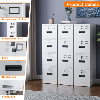 4 Drawer File Cabinet, Metal Vertical Office Filing Cabinet With 4 Drawers, Name Card Holder For A4 Letter,Legal Size - view 2