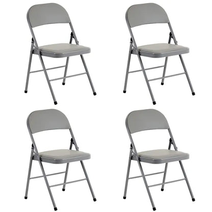 4pcs Elegant Foldable Iron & PVC Chairs For Convention & Exhibition Gray