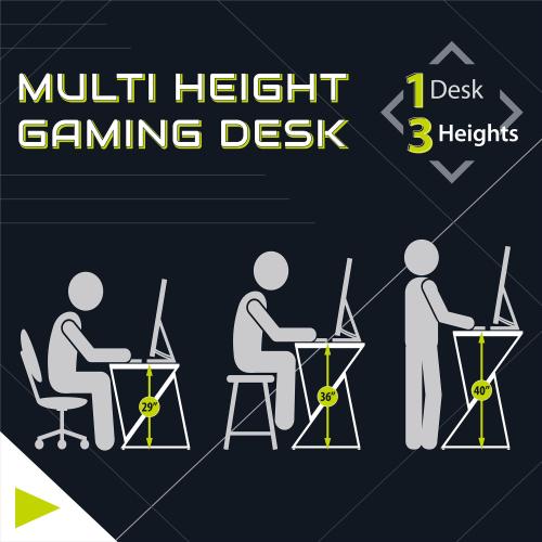 Genesis Adjustable Gaming Desk, White - view 9