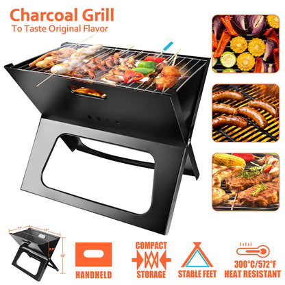 Portable Charcoal Grill - Mini BBQ Grill - Small Table Top Charcoal Grill For Camping, Outdoor Cooking