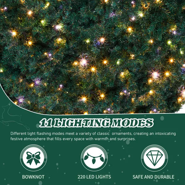 60in Pre-lit Christmas Wreath, Lighted Artificial Xmas Wreath With 220 Warm & Multi-color Lights And 600 PVC Tips - view 2