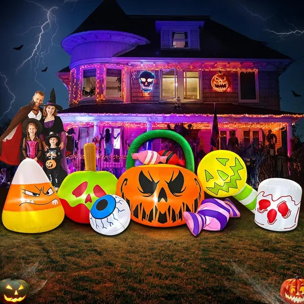 10 FT Halloween Inflatable Outdoor Decorations Pumpkin Ghost Combo, Halloween Decorations Outdoor Inflatable Bow Up - view 3
