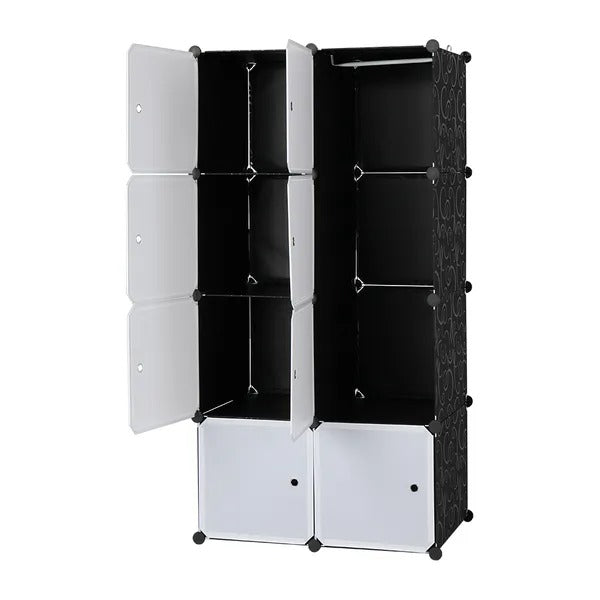 8 Cube Organizer Stackable Plastic Cube Storage Shelves Design Multifunctional Modular Closet Cabinet With Hanging Rod - view 2