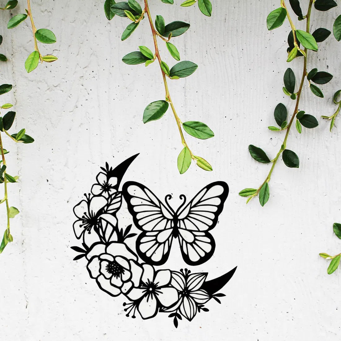Moon Phase Butterfly iron Wall Art Bohemian Hanging Decor Indoor Outdoor Waterproof Sculpture Gift - view 6