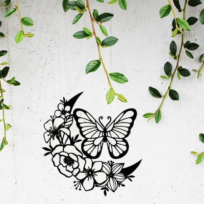 Moon Phase Butterfly iron Wall Art Bohemian Hanging Decor Indoor Outdoor Waterproof Sculpture Gift - view 6