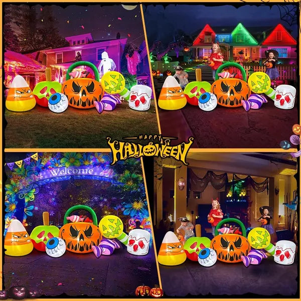 10 FT Halloween Inflatable Outdoor Decorations Pumpkin Ghost Combo, Halloween Decorations Outdoor Inflatable Bow Up