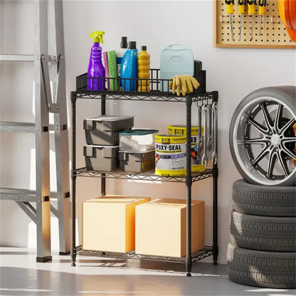 3-Tier Industrial Bookshelf With Anti-Falling Guardrails, 33 LBS Per Shelf Storage Organizer - Black - view 4