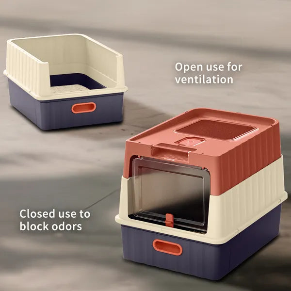 Simple Drawer Style Red Cat Litter Box, Humanized Design, Does Not Occupy Household Storage Space - view 3